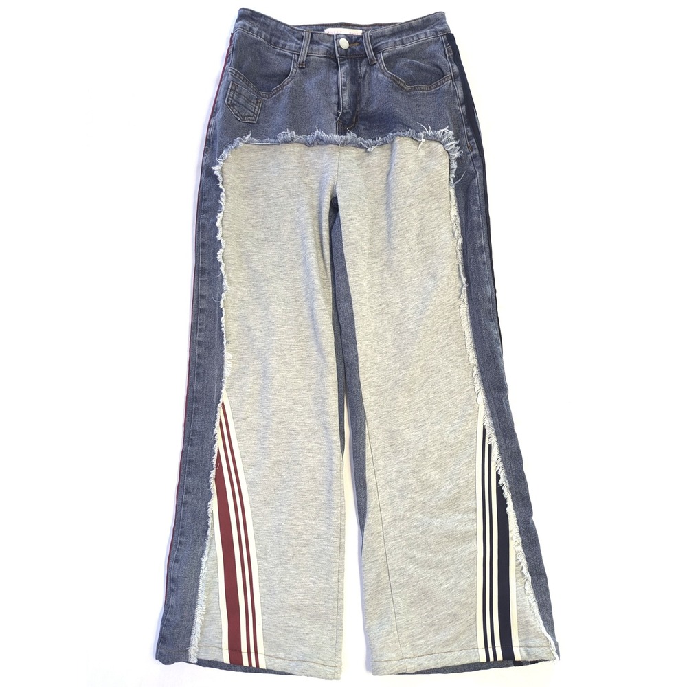 Hot & Delicious Hybrid Denim Sweatpant Wide Leg Jeans Blue Pants Small (26x28)
